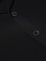 Reiss Black Chico Cuban Collar Stretch Shirt - Image 6 of 6
