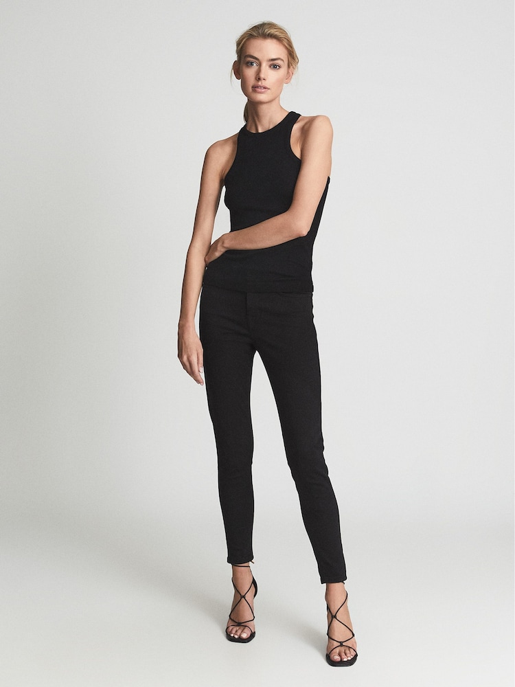 Reiss Black Lux Mid Rise Skinny Jeans - Image 1 of 6