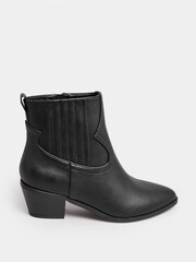 Yours Curve Black Light PU Ankle Western Boots - Image 1 of 4