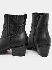 Yours Curve Black Light PU Ankle Western Boots - Image 3 of 4