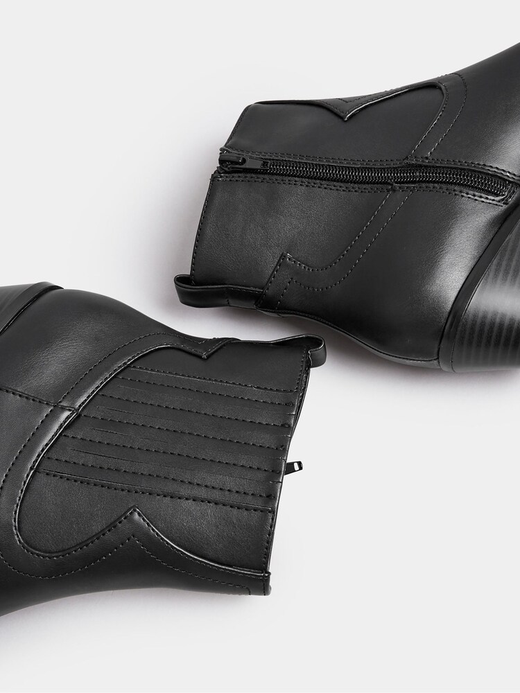 Yours Curve Black Light PU Ankle Western Boots - Image 4 of 4