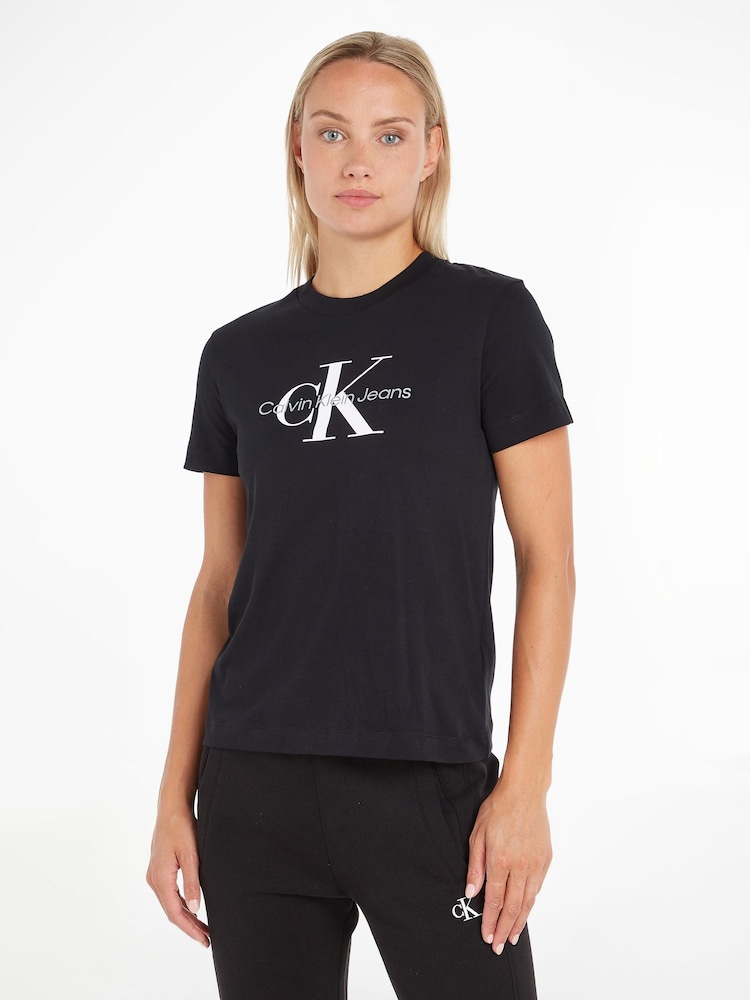 Черный - Calvin Klein Jeans 100% Хлопок Core Monogram Regular черный футболка - Image 1 of 5