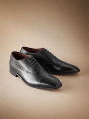 Black Signature Leather Oxford Toe Cap Shoes - Image 1 of 5