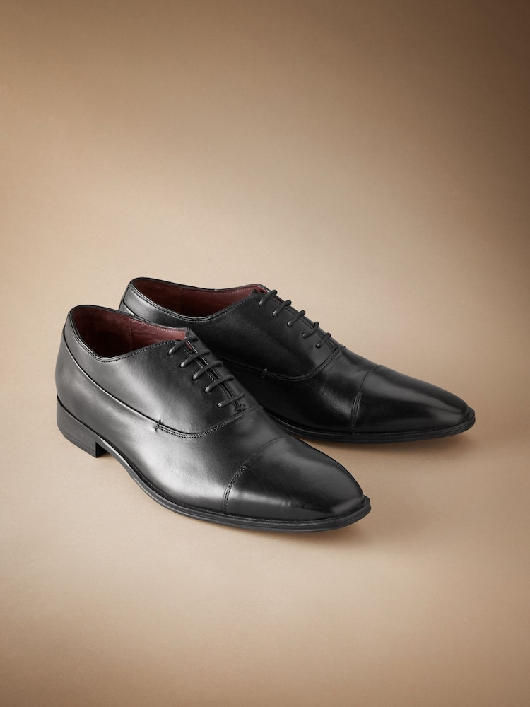 Black Signature Leather Oxford Toe Cap Shoes - Image 1 of 5 Black Signature Leather Oxford Toe Cap Shoes - Image 1 of 5