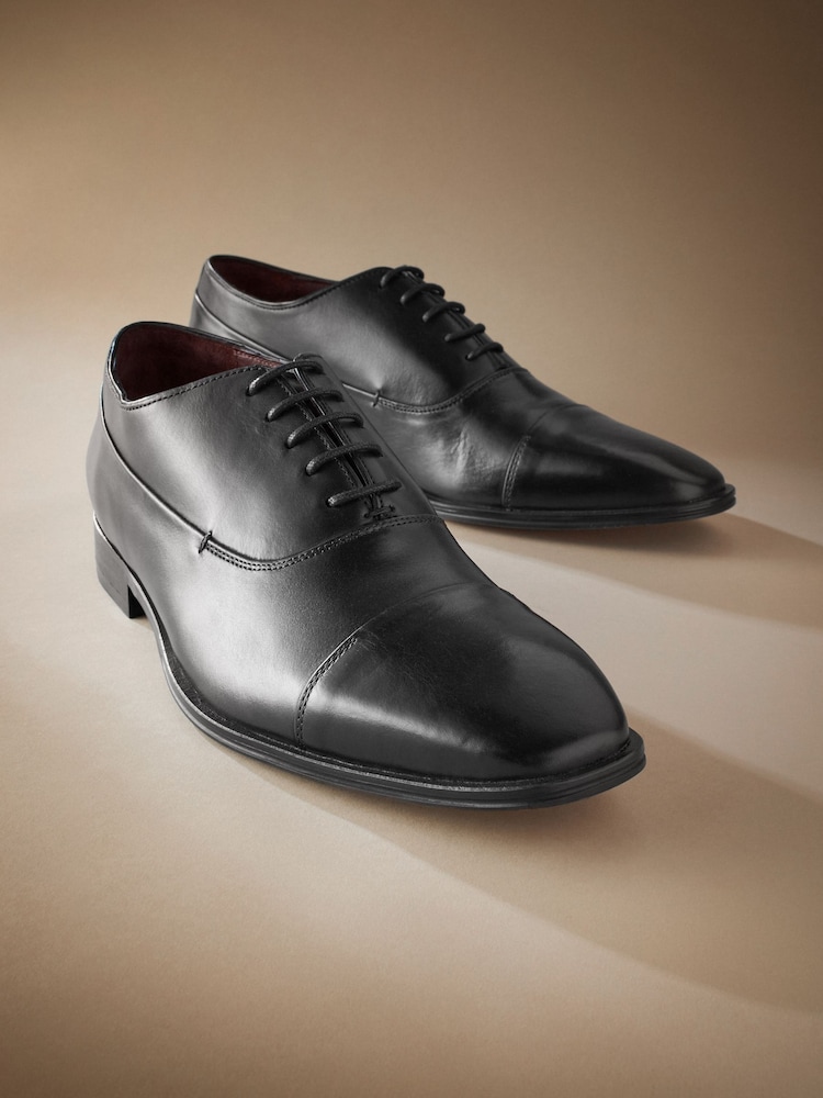 Black Signature Leather Oxford Toe Cap Shoes - Image 2 of 5 Black Signature Leather Oxford Toe Cap Shoes - Image 2 of 5