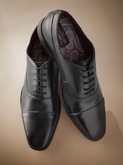 Black Signature Leather Oxford Toe Cap Shoes - Image 3 of 5