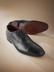 Black Signature Leather Oxford Toe Cap Shoes - Image 4 of 5