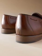 Tan Brown Signature Leather Tassel Loafers - Image 3 of 5