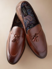 Tan Brown Signature Leather Tassel Loafers - Image 4 of 5