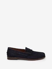 Navy Blue Suede Penny Loafers - Image 3 of 7
