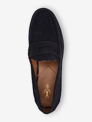Navy Blue Suede Penny Loafers - Image 5 of 7