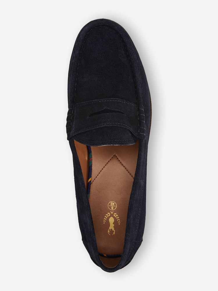 Navy Blue Suede Penny Loafers - Image 5 of 7