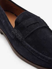 Navy Blue Suede Penny Loafers - Image 6 of 7