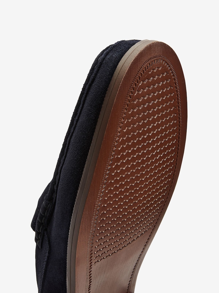 Navy Blue Suede Penny Loafers - Image 7 of 7