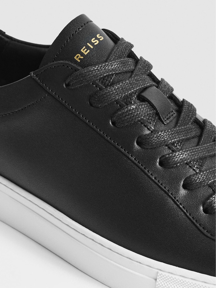 Reiss Black Finley Leather Trainers - Image 5 of 5