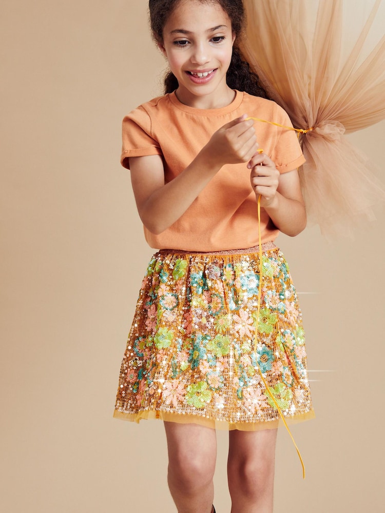 Multi Floral Sequin Skirt (3-16yrs) - Image 1 of 6