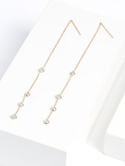 Gold Plated Sparkle Long Drop Earrings - Image 1 of 1