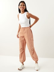 Dusty Pink Parachute Cotton Cargo Trousers - Image 1 of 6