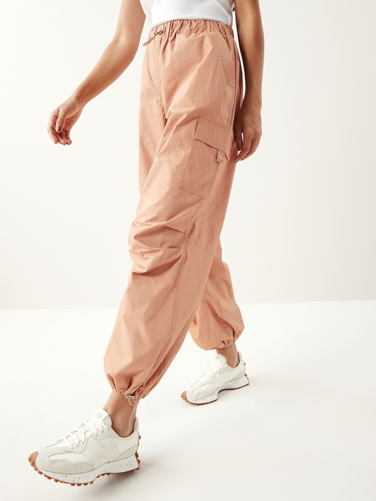 Dusty Pink Parachute Cotton Cargo Trousers - Image 2 of 6