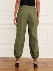 Khaki Green Embroidery Parachute Cotton Cargo Trousers - Image 3 of 6