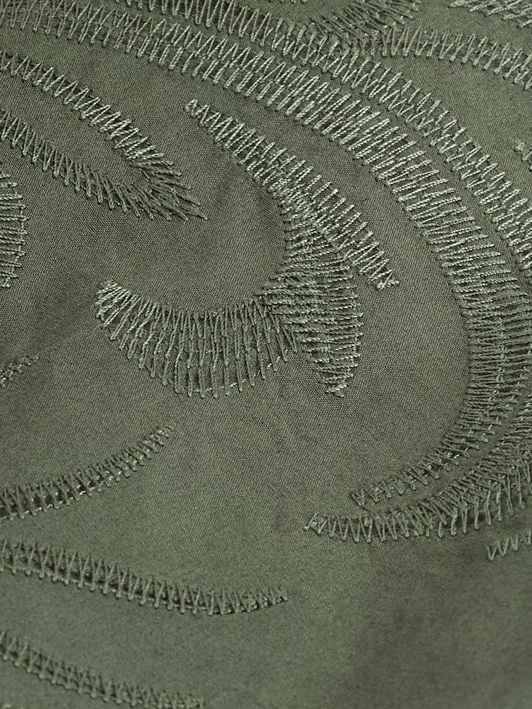 Khaki Green Embroidery Parachute Cotton Cargo Trousers - Image 6 of 6