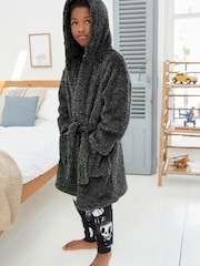 Grey Soft Touch Teddy Borg Fleece Dressing Gown (1.5-16yrs) - Image 1 of 6