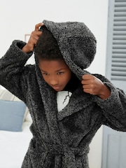 Grey Soft Touch Teddy Borg Fleece Dressing Gown (1.5-16yrs) - Image 3 of 6