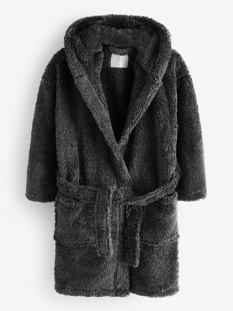 Gris - Robe de chambre en polaire Soft Touch Teddy Borg161.5 - Image 4 of 6