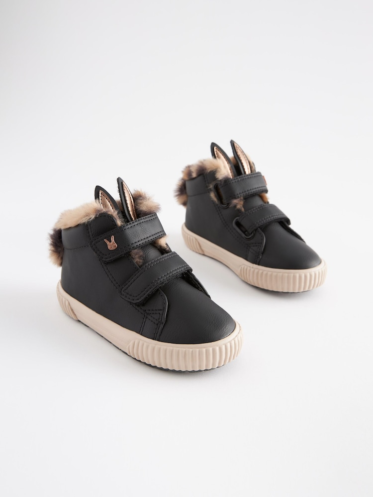 Negro con conejito - Zapatillas de deporte altas con cierre táctil - Imagen 1 de 5 Negro con conejito - Zapatillas de deporte altas con cierre táctil - Imagen 1 de 5