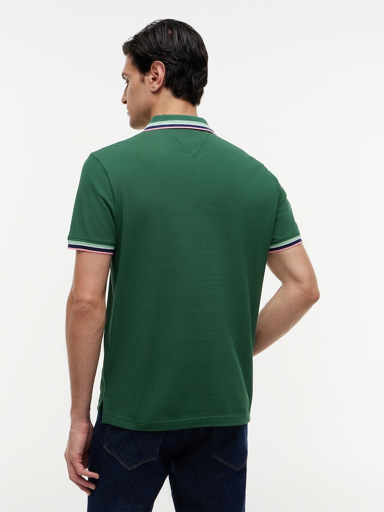 Tommy Hilfiger Green Regular Fit Tipped Polo Shirt - Image 2 of 5