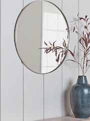 Cox & Cox Silver Antique Slim Frame Round Medium Mirror - Image 1 of 2