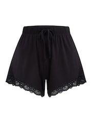 Zwart - Pour Moi Sofa Loves Lace zachte jersey short - Image 3 of 4