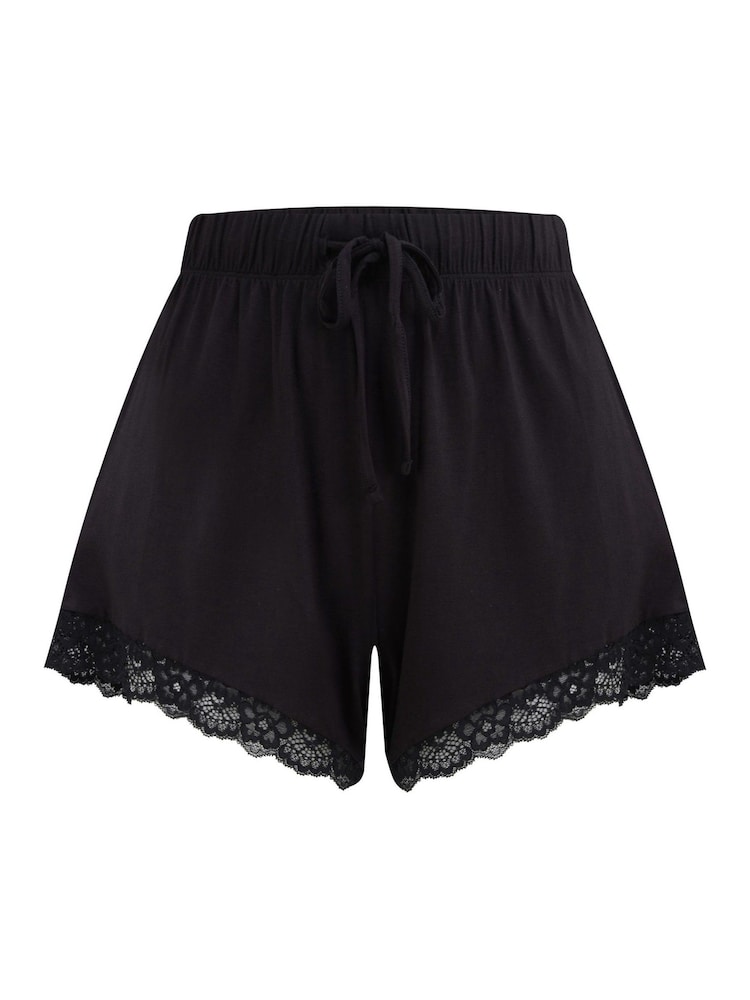 Pour Moi Black Sofa Loves Lace Soft Jersey Shorts - Image 3 of 4