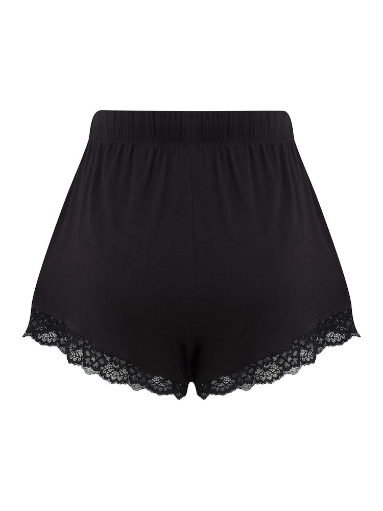 Schwarz - Pour Moi Sofa Loves Lace Soft Jersey-Shorts - Bild 4 von 4 Schwarz - Pour Moi Sofa Loves Lace Soft Jersey-Shorts - Bild 4 von 4