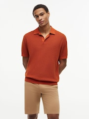 Tommy Hilfiger Orange Relaxed Fit Washed Structured Polo Shirt - Image 1 of 5