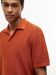 Tommy Hilfiger Orange Relaxed Fit Washed Structured Polo Shirt - Image 4 of 5