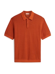 Tommy Hilfiger Orange Relaxed Fit Washed Structured Polo Shirt - Image 5 of 5
