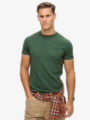 Superdry Buck Green Marl Vintage Embroidered 100% Cotton T-Shirt - Image 1 of 6