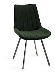 Bentley Designs Set of 2 Green Fontana Velvet Fabric Chairs - Image 3 of 4