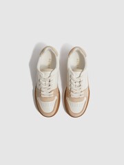 Reiss Taupe Frankie Leather Suede Low Cut Trainers - Image 3 of 5