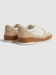 Reiss Taupe Frankie Leather Suede Low Cut Trainers - Image 4 of 5