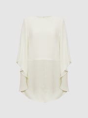 Reiss Ivory Liana Cape Crew Neck Blouse - Image 2 of 5