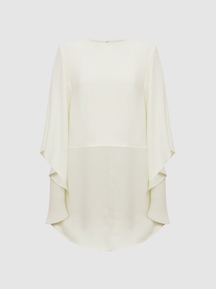 Reiss Ivory Liana Cape Crew Neck Blouse - Image 2 of 5