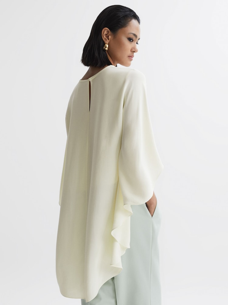 Reiss Ivory Liana Cape Crew Neck Blouse - Image 5 of 5