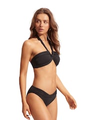 Seafolly Collective Nylon Stretch Halter Bandeau Black Bikini Top - Image 3 of 4