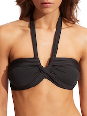 Seafolly Collective Nylon Stretch Halter Bandeau Black Bikini Top - Image 4 of 4
