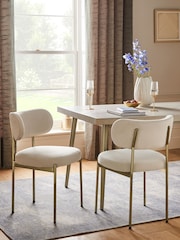 Set of 2 Soft Velvet Pebble Brushed Aleia Dining Chairs - Image 1 of 7