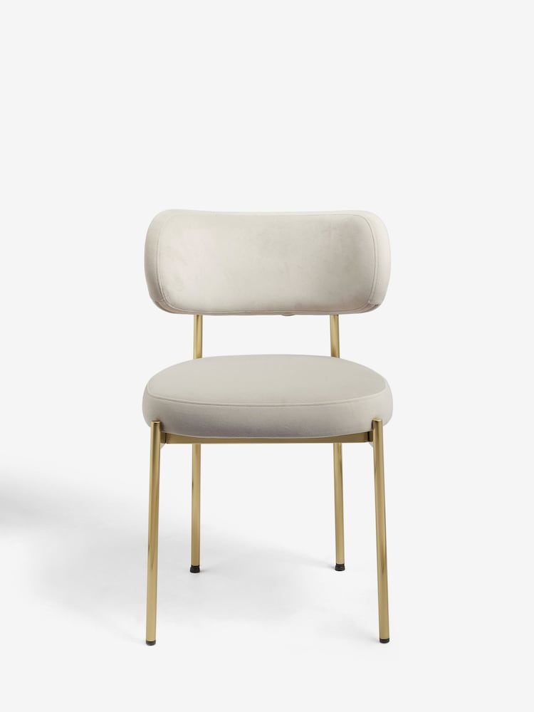 Set of 2 Soft Velvet Pebble Brushed Aleia Dining Chairs - Image 2 of 7