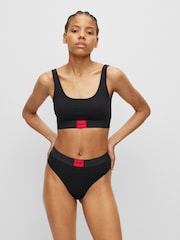 HUGO Black Stretch Cotton Box Logo Bralette - Image 1 of 5