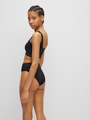 HUGO Black Stretch Cotton Box Logo Bralette - Image 2 of 5
